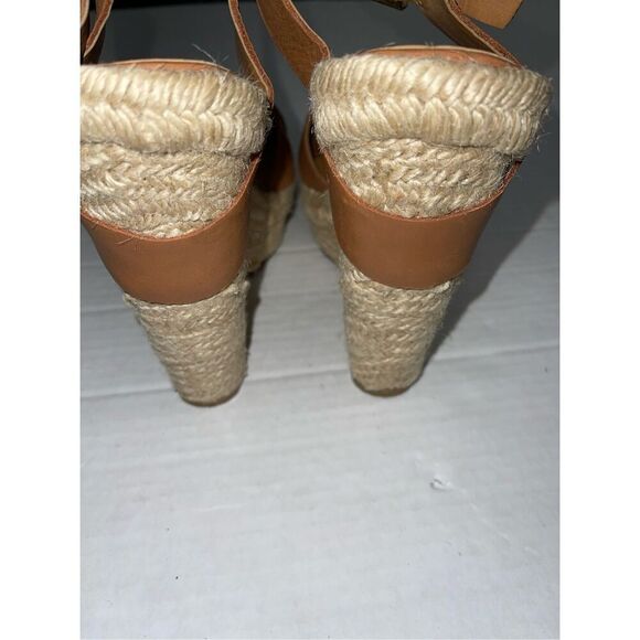 Madison Harding Espadrille Brown Leather Wedges Size 9 A36‎ - Picture 4 of 8